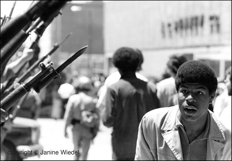 Black power demonstration and riots in Oakland California in 1969.